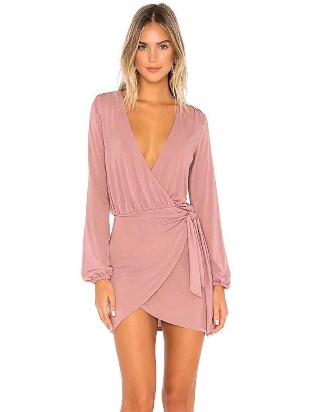 Lovers + Friends Dusty Rose Wrap Mini Dress